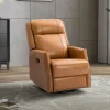 Kirkland's Home Cognac Leather Upholstered Recliner Chair- Accent Chairs
