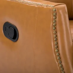 Kirkland's Home Cognac Leather Upholstered Recliner Chair- Accent Chairs