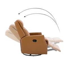Kirkland's Home Cognac Leather Upholstered Recliner Chair- Accent Chairs