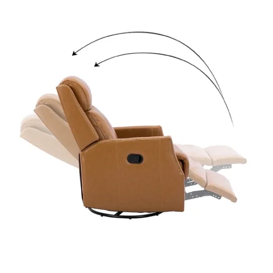 Kirkland's Home Cognac Leather Upholstered Recliner Chair- Accent Chairs