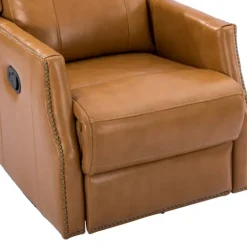 Kirkland's Home Cognac Leather Upholstered Recliner Chair- Accent Chairs