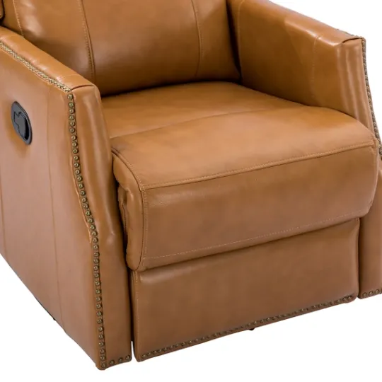 Kirkland's Home Cognac Leather Upholstered Recliner Chair- Accent Chairs