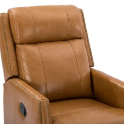 Kirkland's Home Cognac Leather Upholstered Recliner Chair- Accent Chairs