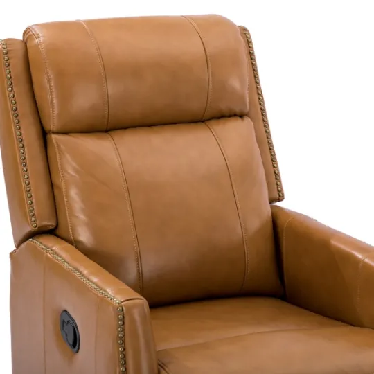 Kirkland's Home Cognac Leather Upholstered Recliner Chair- Accent Chairs