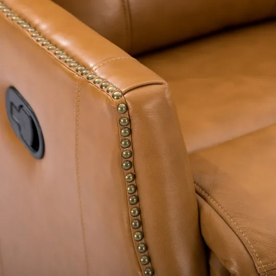 Kirkland's Home Cognac Leather Upholstered Recliner Chair- Accent Chairs