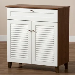 Kirkland's Home Collier Two-Tone Drawer Shoe Storage Cabinet- Entryway Furniture