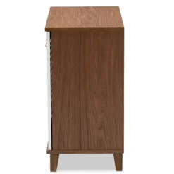 Kirkland's Home Collier Two-Tone Slatted Shoe Storage Cabinet- Entryway Furniture