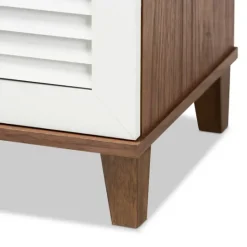 Kirkland's Home Collier Two-Tone Slatted Shoe Storage Cabinet- Entryway Furniture
