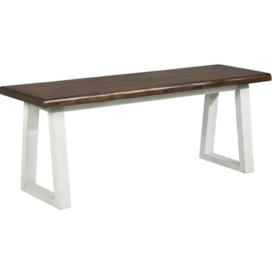 Kirkland's Home Collins And White Two-Tone Wood Bench- Benches & Ottomans