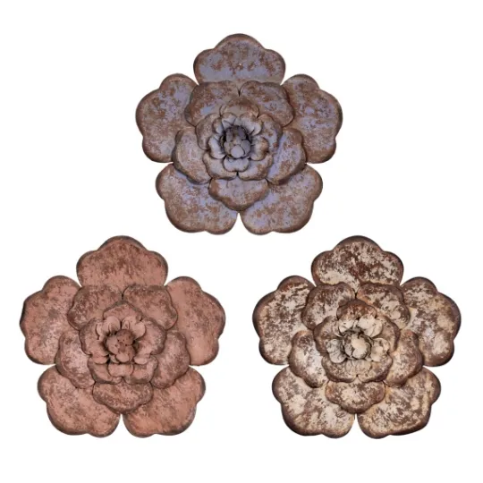 Kirkland's Home Color Metal Flower Wall Plaques, Set Of 3- Wall Plaques
