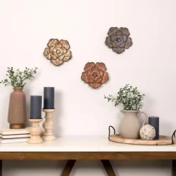 Kirkland's Home Color Metal Flower Wall Plaques, Set Of 3- Wall Plaques