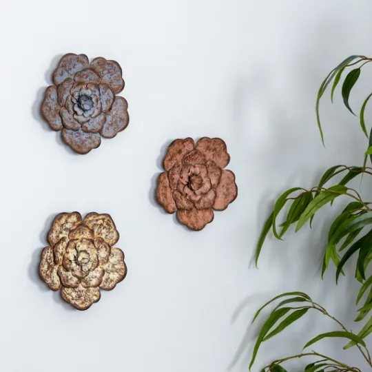 Kirkland's Home Color Metal Flower Wall Plaques, Set Of 3- Wall Plaques