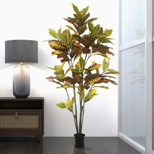 Kirkland's Home Colorful Croton Tree In Black Planter, 5 Ft.- Trees & Topiaries