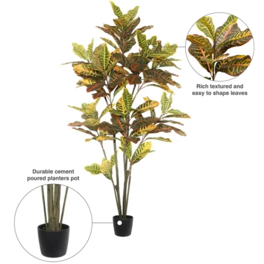 Kirkland's Home Colorful Croton Tree In Black Planter, 5 Ft.- Trees & Topiaries