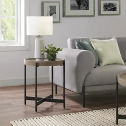 Kirkland's Home Concrete Round Tray Top Side Table- Accent & End Tables