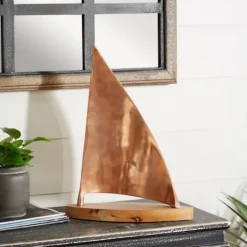 Kirkland's Home Copper Mango Wood Sailboat- Statues & Figurines