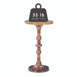 Kirkland's Home Copper Plated Accent Table With Mango Wood Top- Accent & End Tables