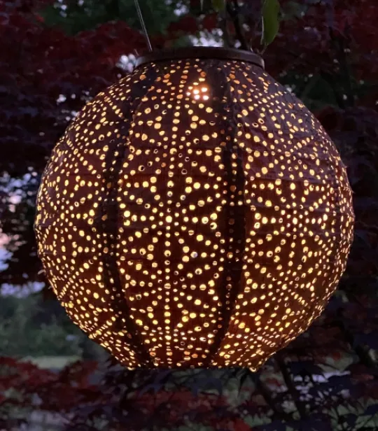 Kirkland's Home Copper Sashiko Round Hanging Led Outdoor Lantern- Outdoor Lighting
