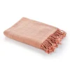Kirkland's Home Coral Checkered Weave Fringe Throw- Blankets & Throws