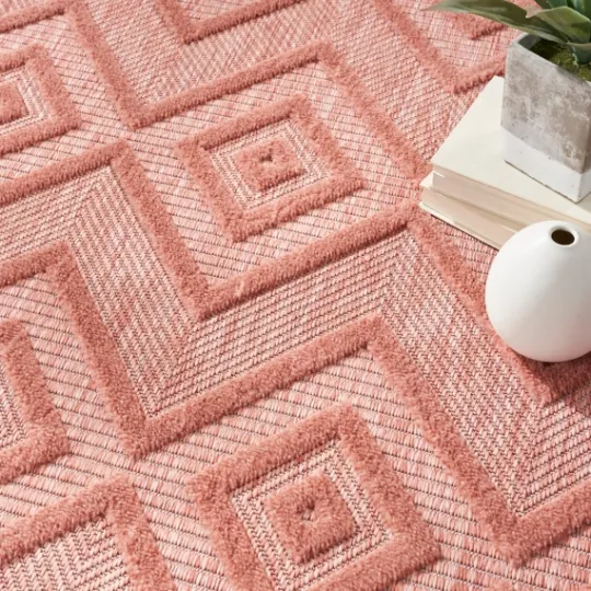 Kirkland's Home Coral Diamond Indoor/Outdoor Area Rug, 5X7- Outdoor Rugs
