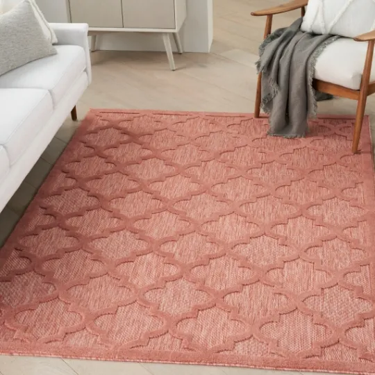 Kirkland's Home Coral Trellis Indoor/Outdoor Area Rug, 5X7- Outdoor Rugs