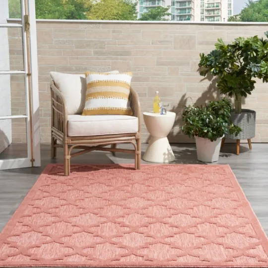 Kirkland's Home Coral Trellis Indoor/Outdoor Area Rug, 5X7- Outdoor Rugs