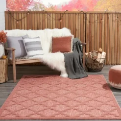Kirkland's Home Coral Trellis Indoor/Outdoor Area Rug, 5X7- Outdoor Rugs