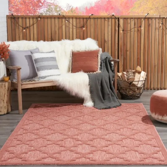 Kirkland's Home Coral Trellis Indoor/Outdoor Area Rug, 5X7- Outdoor Rugs