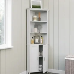 Kirkland's Home Corner Shelf With Cabinet Doors- Bathroom Furniture
