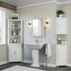 Kirkland's Home Corner Shelf With Cabinet Doors- Bathroom Furniture