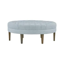 Kirkland's Home Cory Tufted Dusty Linen Ottoman- Benches & Ottomans