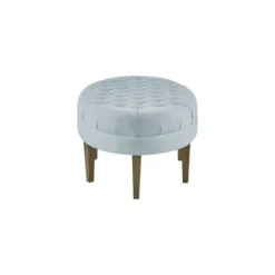 Kirkland's Home Cory Tufted Dusty Linen Ottoman- Benches & Ottomans