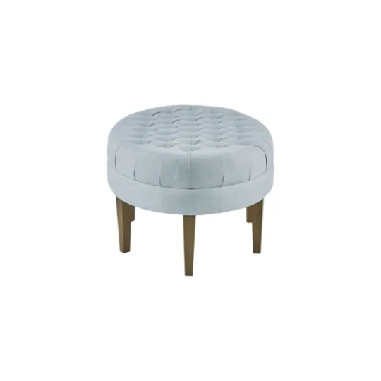 Kirkland's Home Cory Tufted Dusty Linen Ottoman- Benches & Ottomans