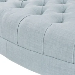 Kirkland's Home Cory Tufted Dusty Linen Ottoman- Benches & Ottomans