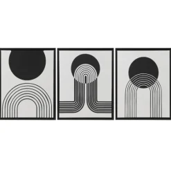 Kirkland's Home Cosmic Curl Geometric 3-Pc. Grayscale Wall Art- Canvas Art