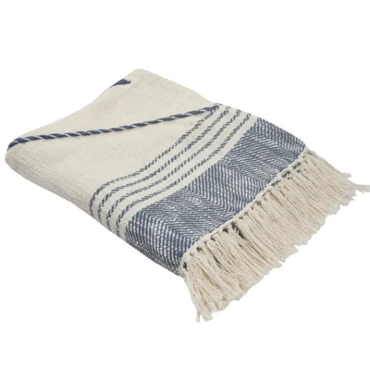 Kirkland's Home Cotton Diamond Geometric Fringe Throw- Blankets & Throws