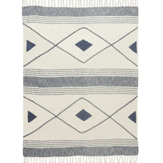 Kirkland's Home Cotton Diamond Geometric Fringe Throw- Blankets & Throws