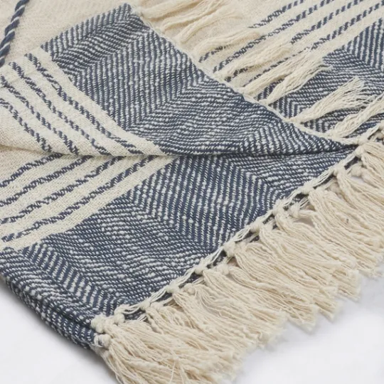 Kirkland's Home Cotton Diamond Geometric Fringe Throw- Blankets & Throws