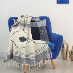 Kirkland's Home Cotton Diamond Geometric Fringe Throw- Blankets & Throws
