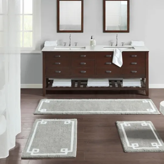 Kirkland's Home Cotton Tufted Bath Mat With Border, 40 In.- Bathroom Rugs