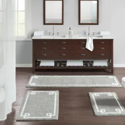 Kirkland's Home Cotton Tufted Bath Runner With Border- Bathroom Rugs