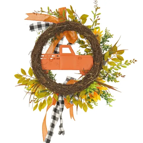 Kirkland's Home Country Car And Sunflowers Harvest Wreath- Wreaths