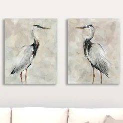 Kirkland's Home Crane At Dusk Giclee Canvas Art Prints, Set Of 2- Canvas Art