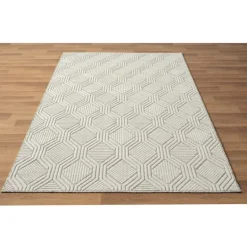 Kirkland's Home Cream And Blue Geo Indoor/Outdoor Area Rug, 7X9- Outdoor Rugs