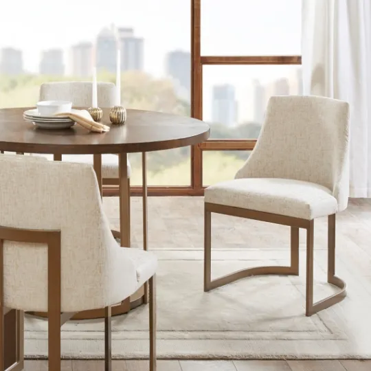 Kirkland's Home Cream And Gold Modern Dining Chairs, Set Of 2- Dining Chairs