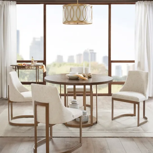 Kirkland's Home Cream And Gold Modern Dining Chairs, Set Of 2- Dining Chairs