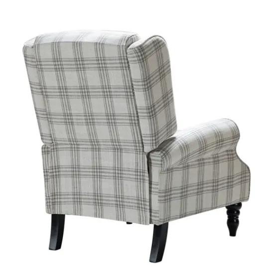 Kirkland's Home Cream And Gray Plaid Traditional Recliner- Accent Chairs