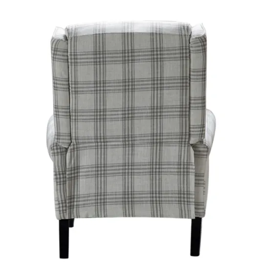 Kirkland's Home Cream And Gray Plaid Traditional Recliner- Accent Chairs