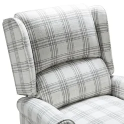 Kirkland's Home Cream And Gray Plaid Traditional Recliner- Accent Chairs