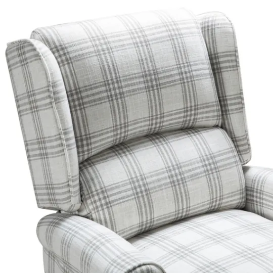 Kirkland's Home Cream And Gray Plaid Traditional Recliner- Accent Chairs
